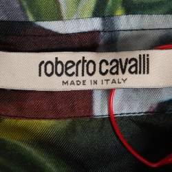 Pre Owned Roberto Cavalli Multicolor Heritage Jaguar Printed Silk Button Front Shirt XL
