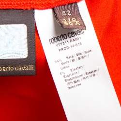 Pre Owned تنورة روبرتو كافالي ماكسي ساتان حرير برتقالي مقاس متوسط