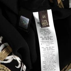 Pre Owned Roberto Cavalli Black Metallic Printed Silk Long Sleeve Dress M