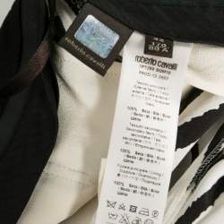Pre Owned Roberto Cavalli  White and Black Zebra Printed Pleated Silk Shorts M