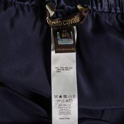 مملوكة مسبقًا Roberto Cavalli Blue Satin Silk Drawstring Waist Detail Pants M