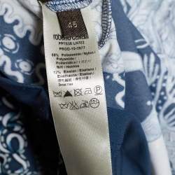 Pre Owned Roberto Cavalli Navy Blue Printed Synthetic Top L