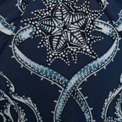 Pre Owned Roberto Cavalli Navy Blue Printed Synthetic Top L