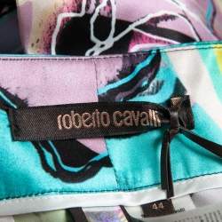 Pre Owned Roberto Cavalli Multicolor Floral Print Silk Shorts M