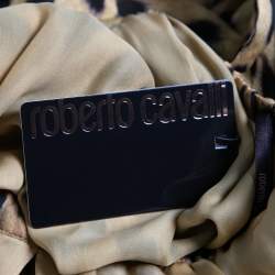 مملوكة مسبقًا Roberto Cavalli Mustard Yellow Leopard Printed Silk Sleeveless Dress M