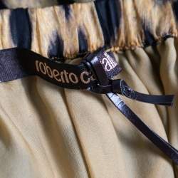 مملوكة مسبقًا Roberto Cavalli Mustard Yellow Leopard Printed Silk Sleeveless Dress M