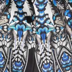 Pre Owned جاكيت بليزر روبرتو كافالي تويل حرير مطبوع أزرق صدرية واحدة مقاس متوسط (ميديوم)