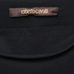 Pre Owned Roberto Cavalli Black Jersey Pleated Mini Skirt S