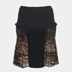Pre Owned Roberto Cavalli Black Jersey Pleated Mini Skirt S