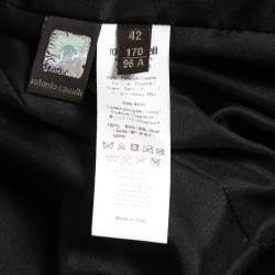 Roberto Cavalli Black Leather Painted Jacket & Slim Fit Pants M