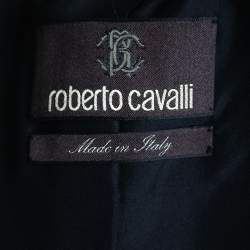 Roberto Cavalli Black Leather Painted Jacket & Slim Fit Pants M