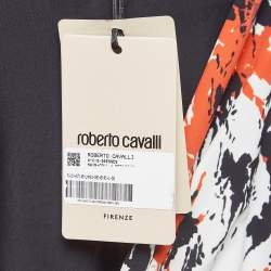 Pre Owned Roberto Cavalli Multicolor Abstract Print Jersey Draped Midi Dress S