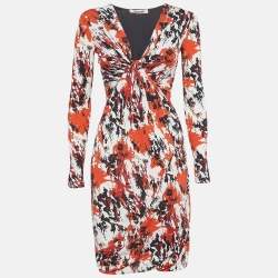 Pre Owned Roberto Cavalli Multicolor Abstract Print Jersey Draped Midi Dress S