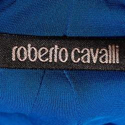Pre Owned Roberto Cavalli Blue Printed Jersey Draped Sleeve Top S