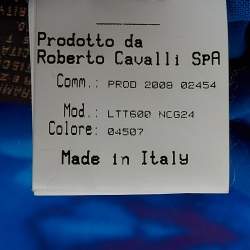 Pre Owned Roberto Cavalli Blue Printed Jersey Draped Sleeve Top S