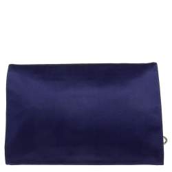 Pre Owned Roberto Cavalli Blue Satin Embellished Chain Clutch