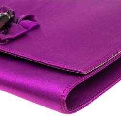 Pre Owned Roberto Cavalli Purple Satin Bee Embellished Clutch