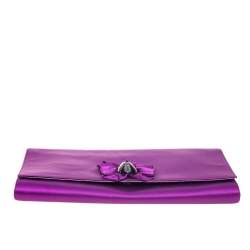 Pre Owned Roberto Cavalli Purple Satin Bee Embellished Clutch