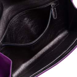 Pre Owned Roberto Cavalli Purple Satin Bee Embellished Clutch