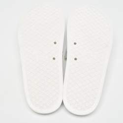 Pre Owned Roberto Cavalli White Rubber Flat Slides Size 42