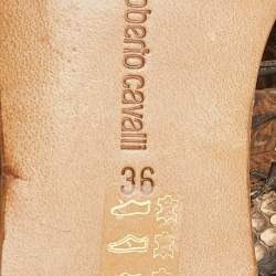 Roberto Cavalli Brown Crocodile and Python Leather Lace Up  Sandals Size 36