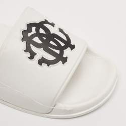 Roberto Cavalli White Rubber RC Logo Slide Flats Size 42