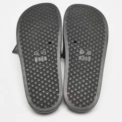 Roberto Cavalli Black Rubber Logo Flat Slides Size 39