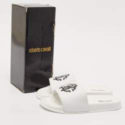 Roberto Cavalli White Rubber RC Logo Pool Slides Size 42