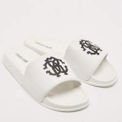 Roberto Cavalli White Rubber RC Logo Pool Slides Size 42