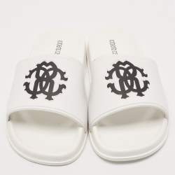 Roberto Cavalli White Rubber RC Logo Pool Slides Size 42