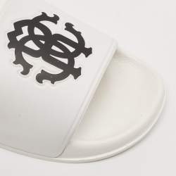 Roberto Cavalli White Rubber RC Logo Pool Slides Size 42