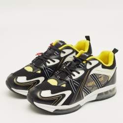 Pre Owned Roberto Cavalli Multicolor Leather and Mesh Low Top Sneakers Size 38