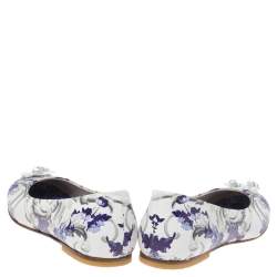 Pre Owned Roberto Cavalli Multicolor Printed Leather Embellished Ballet Flats Size 35