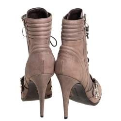 Pre Owned حذاء بوت روبرتو كافالى أربطة مقدمة مستديرة نوبوك رمادى مقاس 39