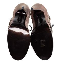 Pre Owned حذاء بوت روبرتو كافالى أربطة مقدمة مستديرة نوبوك رمادى مقاس 39