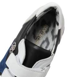 Pre Owned Roberto Cavalli Multicolor Leather And Suede Low Top Sneakers Size 40