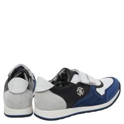Pre Owned Roberto Cavalli Multicolor Leather And Suede Low Top Sneakers Size 40