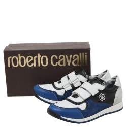Pre Owned Roberto Cavalli Multicolor Leather And Suede Low Top Sneakers Size 40