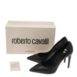Roberto Cavalli Black Leather Pointed Toe Pumps Size 39