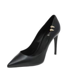 Roberto Cavalli Black Leather Pointed Toe Pumps Size 39