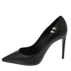 Roberto Cavalli Black Leather Pointed Toe Pumps Size 39