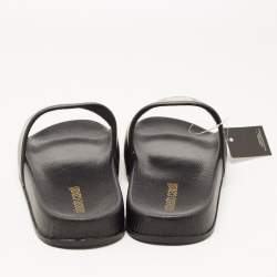 Pre Owned Roberto Cavalli Black Rubber Flat Slides Size 38