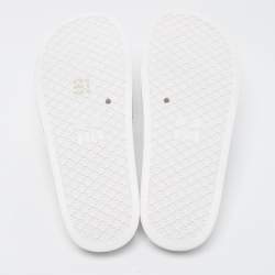 Pre Owned Roberto Cavalli White Rubber Flat Slides Size 39