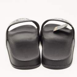 مملوكة مسبقًا Roberto Cavalli Black Rubber Flat Slides Size 42