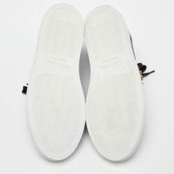 Pre Owned Roberto Cavalli Black Leather and Nubuck Slip On Sneakers Size 36