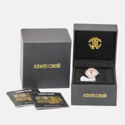 مملوكة مسبقًا ساعة يد نسائية روبيرتو كافالي شيا ريزة RC5L078M0015 قرص وردي ستانلس ستيل 30 مم
