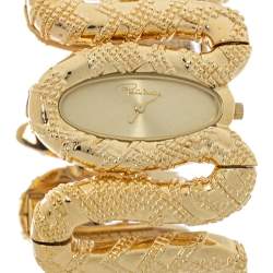 Pre Owned Roberto Cavalli Yellow Gold Plated Stainless Steel Cleopatra R7253195517 Women's Wristwatch 40 MM