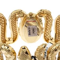 Pre Owned Roberto Cavalli Yellow Gold Plated Stainless Steel Cleopatra R7253195517 Women's Wristwatch 40 MM