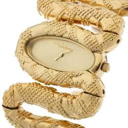 Pre Owned Roberto Cavalli Yellow Gold Plated Stainless Steel Cleopatra R7253195517 Women's Wristwatch 40 MM