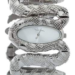 Pre Owned Roberto Cavalli Silver Stainless Steel Cleopatra R7253195515 Women's Wristwatch 40 MM